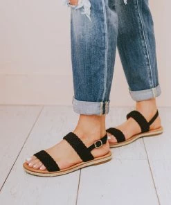 Woven Strap Sandal Black