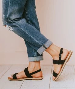 Woven Strap Sandal Black