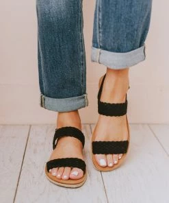 Woven Strap Sandal Black