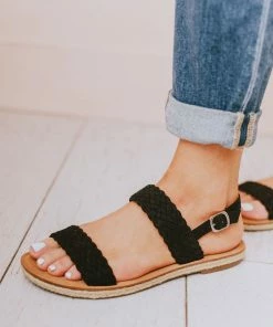 Woven Strap Sandal Black