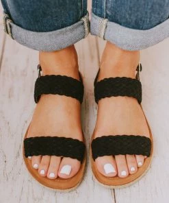 Woven Strap Sandal Black