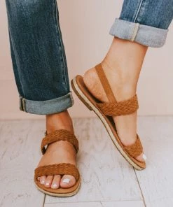 Shoes Woven Strap Sandals Coffee