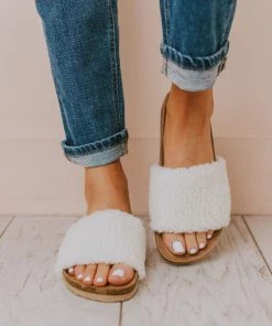 Slip On Sherpa Sandals Beige Shoes