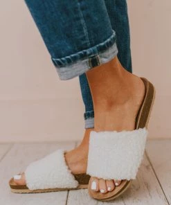 Slip On Sherpa Sandals Beige Shoes