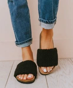 Shoes Slip On Sherpa Sandals Black