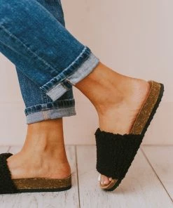 Shoes Slip On Sherpa Sandals Black