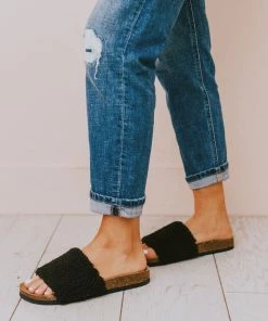 Shoes Slip On Sherpa Sandals Black