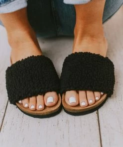 Shoes Slip On Sherpa Sandals Black