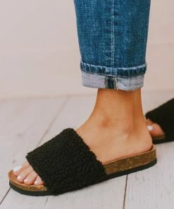 Shoes Slip On Sherpa Sandals Black