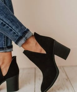 Snatch V Cut Booties Black Suede
