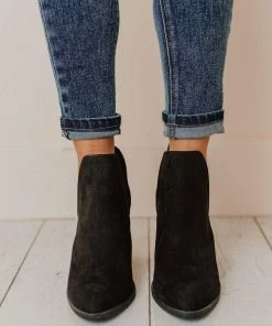 Snatch V Cut Booties Black Suede