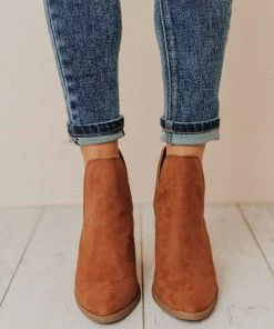 Shoes Snatch V Cut Booties Camel Suede