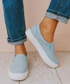 Perforated Sneakers Blue Shoes