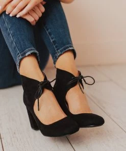Lucy Avenue Tess Lace Up Heels Black