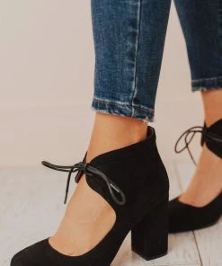Lucy Avenue Tess Lace Up Heels Black