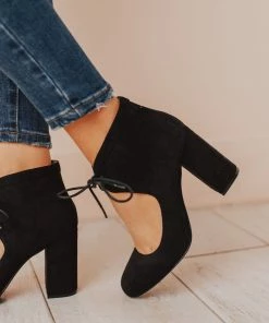 Lucy Avenue Tess Lace Up Heels Black