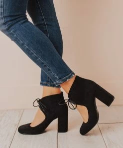 Lucy Avenue Tess Lace Up Heels Black
