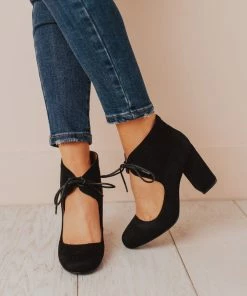 Lucy Avenue Tess Lace Up Heels Black