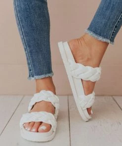 Cleo Two Braided Sandal White Sandals