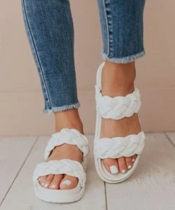 Cleo Two Braided Sandal White Sandals