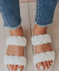Cleo Two Braided Sandal White Sandals