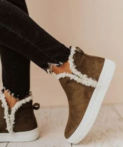 Booties Shoes Wilford Sherpa Sneakers Olive