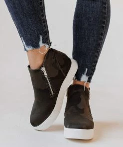 Shoes Zipper Wedge Sneakers Dark Camo