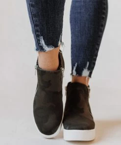 Shoes Zipper Wedge Sneakers Dark Camo