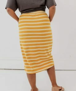 Vendor-unknown Bottoms Mackenzie Striped Pull-On Skirt Mustard