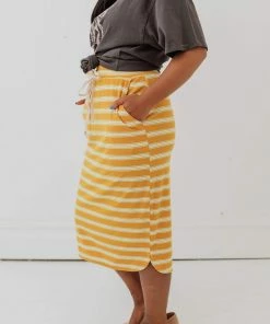Vendor-unknown Bottoms Mackenzie Striped Pull-On Skirt Mustard