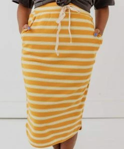 Vendor-unknown Bottoms Mackenzie Striped Pull-On Skirt Mustard