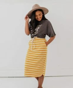 Vendor-unknown Bottoms Mackenzie Striped Pull-On Skirt Mustard