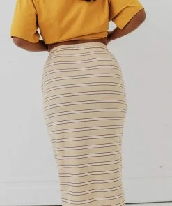 Vendor-unknown Bottoms Mackenzie Striped Pull-On Skirt Natural