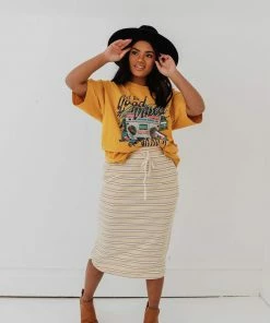 Vendor-unknown Bottoms Mackenzie Striped Pull-On Skirt Natural