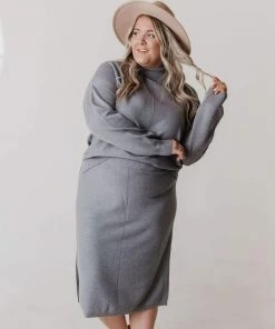 Vendor-unknown Plus Size Patty Sweater Skirt Grey
