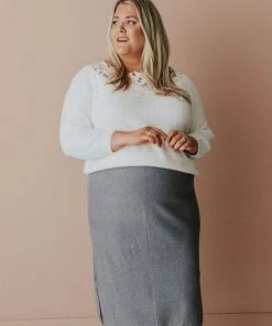 Vendor-unknown Plus Size Patty Sweater Skirt Grey
