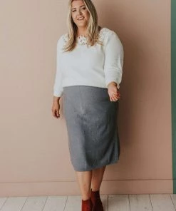 Vendor-unknown Plus Size Patty Sweater Skirt Grey