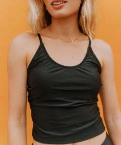 Lucy Avenue Barbados Tie Up Back Top Black