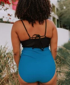 Lucy Avenue Barbados Tie Up Back Top Black