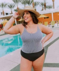 Lucy Avenue Barbados Tie Up Back Top Black & White Pin Stripes