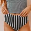 Lucy Avenue Breezy Reversible Mid Rise Bottom Black And Black & White Stripes Swim