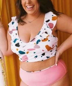 Lucy Avenue Breezy Reversible Mid Rise Bottom Flamingo And Utopia Swim