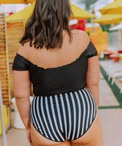 Lucy Avenue Destin Off The Shoulder Top Black Swim