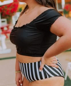 Lucy Avenue Destin Off The Shoulder Top Black Swim