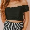Lucy Avenue Destin Off The Shoulder Top Black Swim