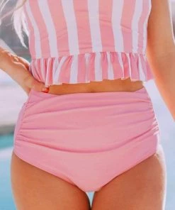 Lucy Avenue Rouched Mid Rise Swim Bottoms Kauai