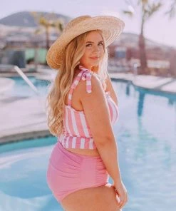 Lucy Avenue Rouched Mid Rise Swim Bottoms Kauai