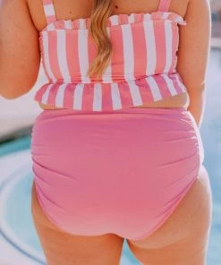 Lucy Avenue Rouched Mid Rise Swim Bottoms Kauai