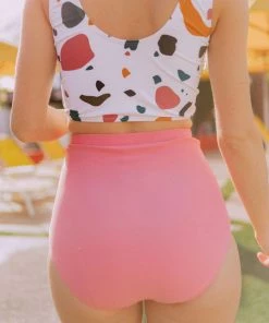 Lucy Avenue Swim Sun Kissed High Rise Bottom Flamingo