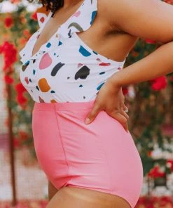 Lucy Avenue Swim Sun Kissed High Rise Bottom Flamingo